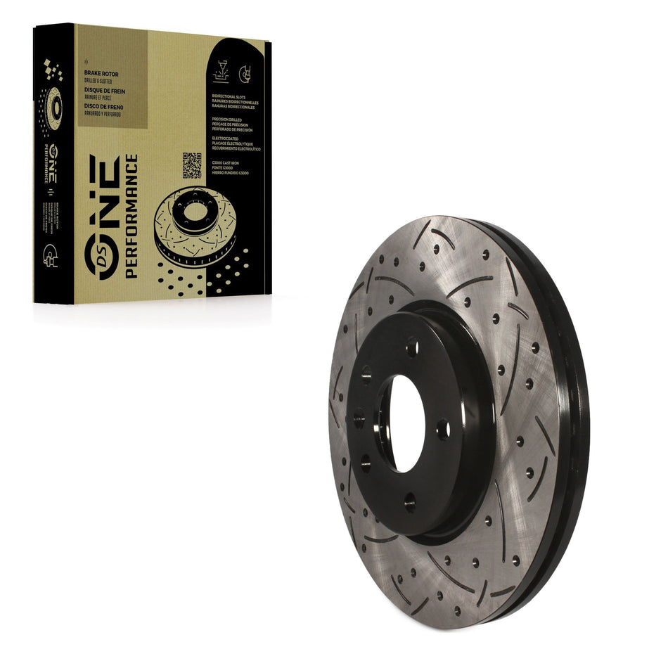 Front Coated Drilled Slotted Disc Brake Rotor (1 Piece Only) DS1-580899 For Chevrolet Equinox GMC GX