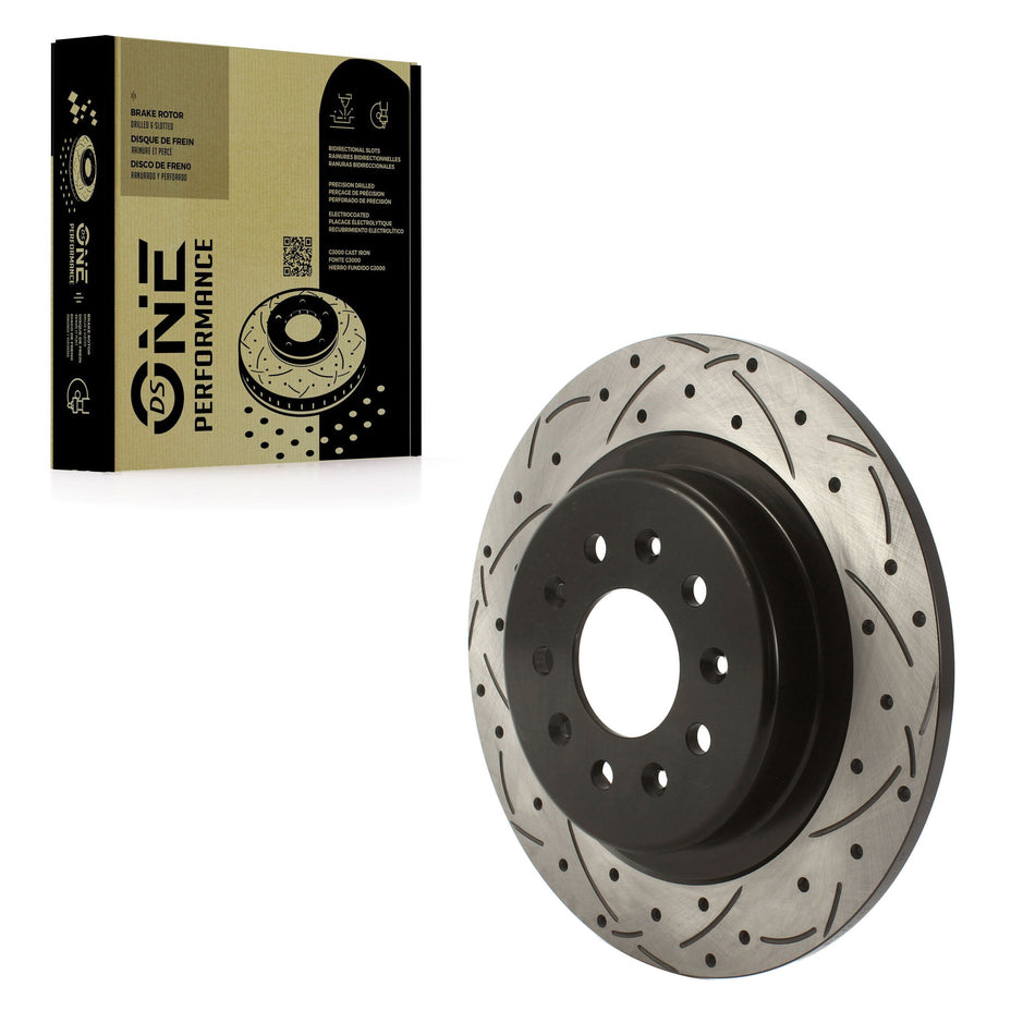 Rear Coated Drilled Slotted Disc Brake Rotor (1 Piece Only) DS1-582032 For Buick Envision