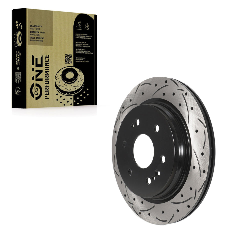 Rear Coated Drilled Slotted Disc Brake Rotor (1 Piece Only) DS1-582457 For GMC Chevrolet Silverado