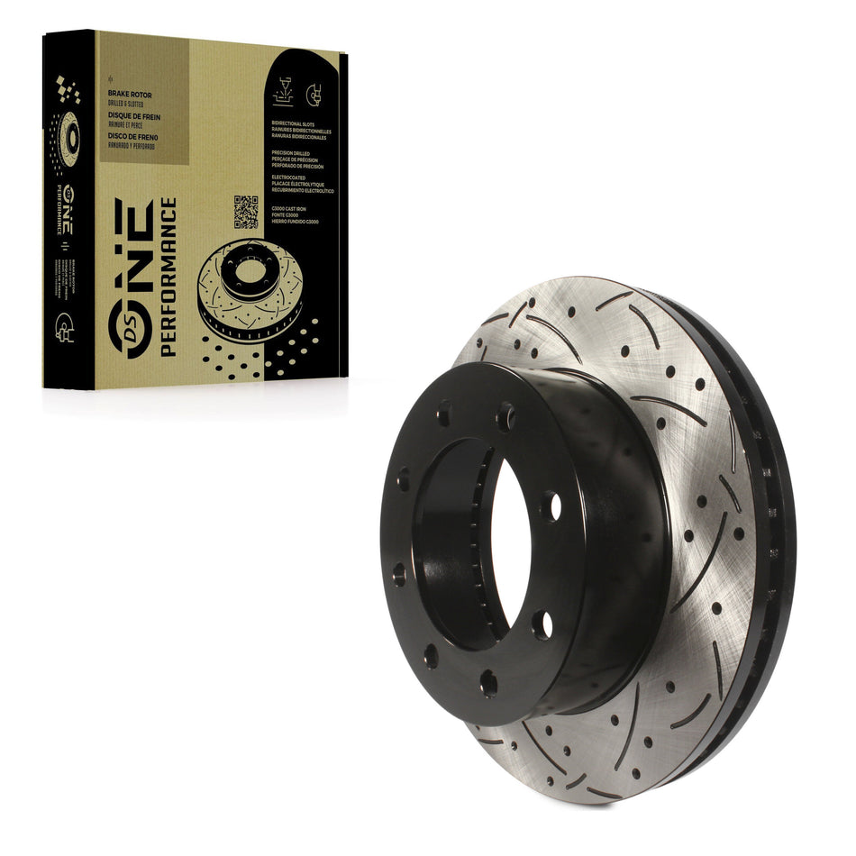 Front Coated Drilled Slotted Disc Brake Rotor (1 Piece Only) DS1-680280 For Ford F-350 Super Duty