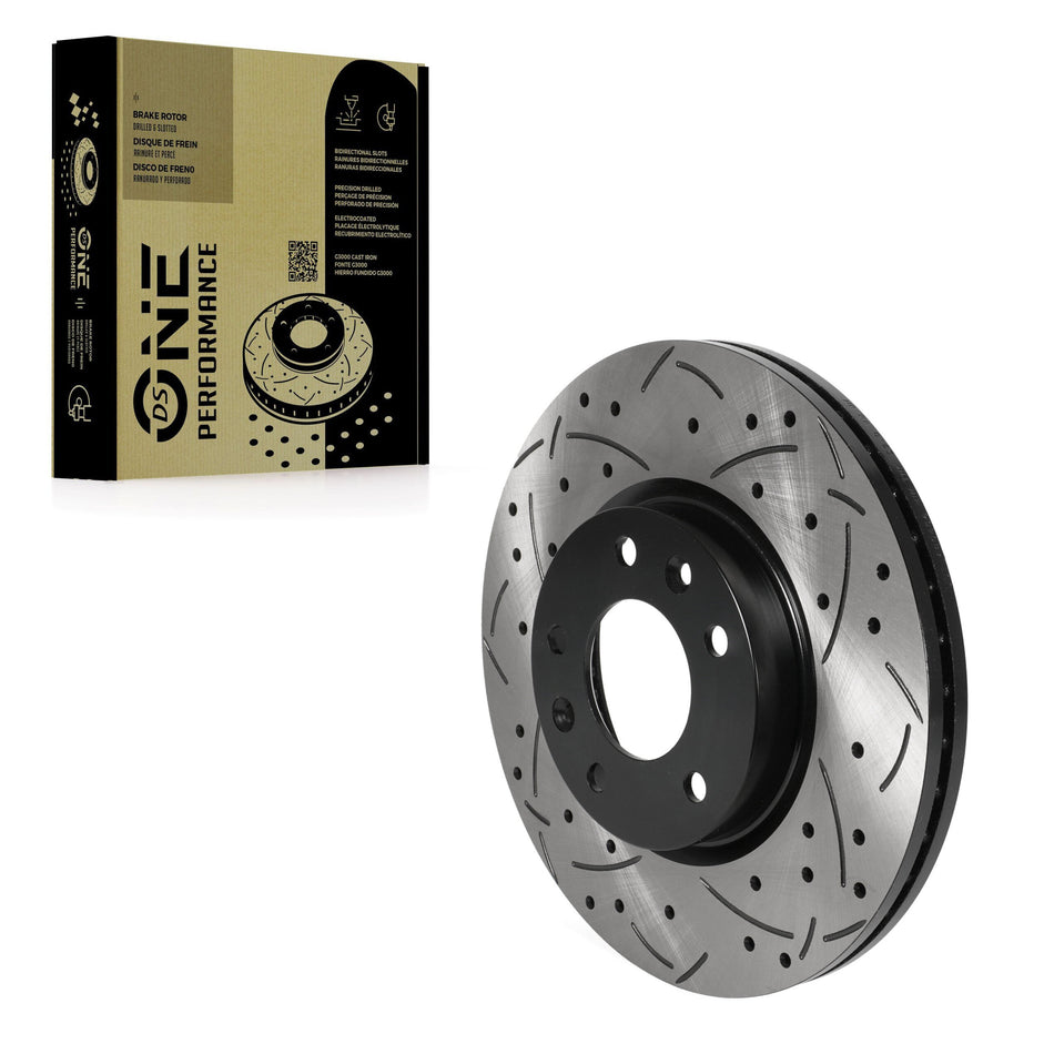 Front Coated Drilled Slotted Disc Brake Rotor (1 Piece Only) DS1-680404 For Ford Fusion Mazda 6 MKZ