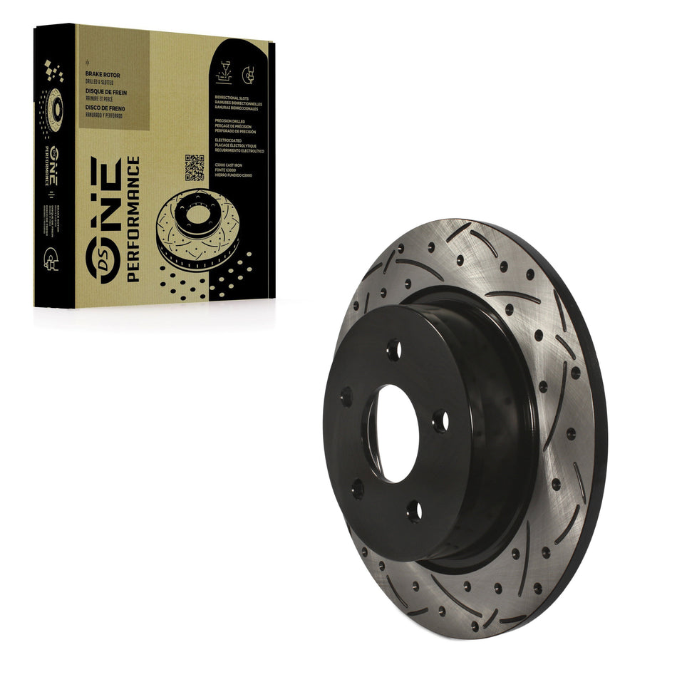 Rear Coated Drilled Slotted Disc Brake Rotor (1 Piece Only) DS1-680999 For Ford Escape Transit C-Max