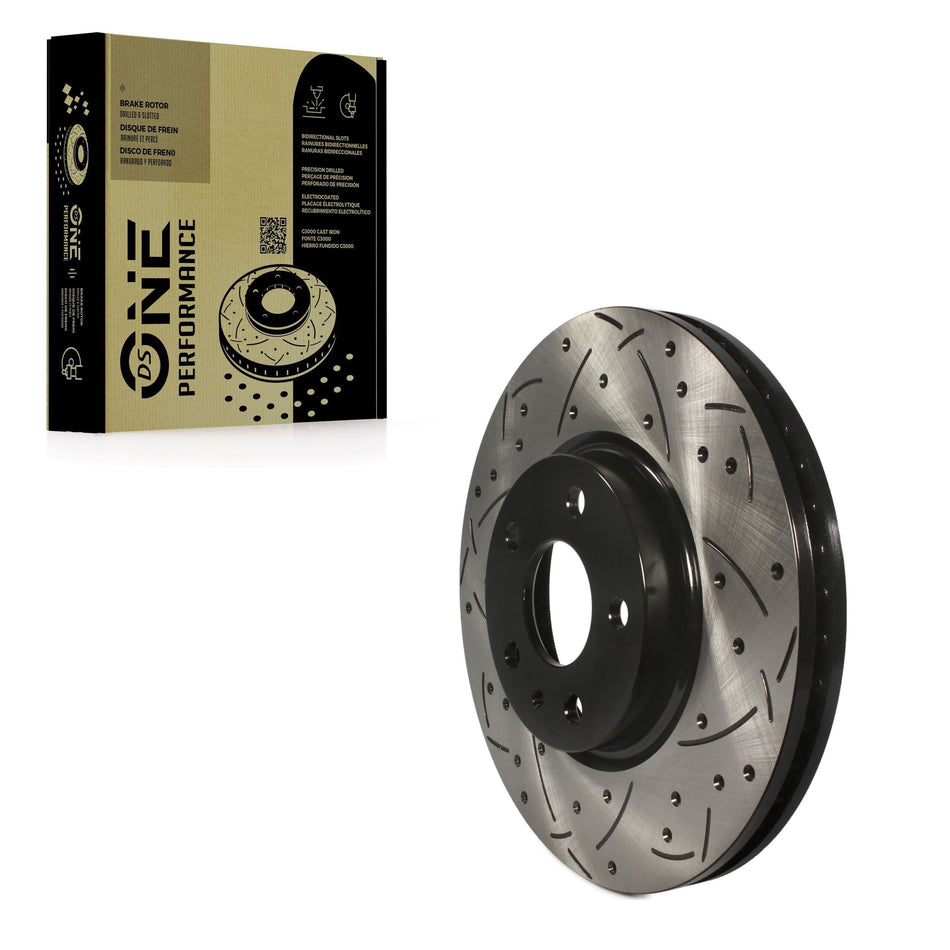 Front Coated Drilled Slotted Disc Brake Rotor (1 Piece Only) DS1-681014 For Ford Fusion Lincoln MKZ