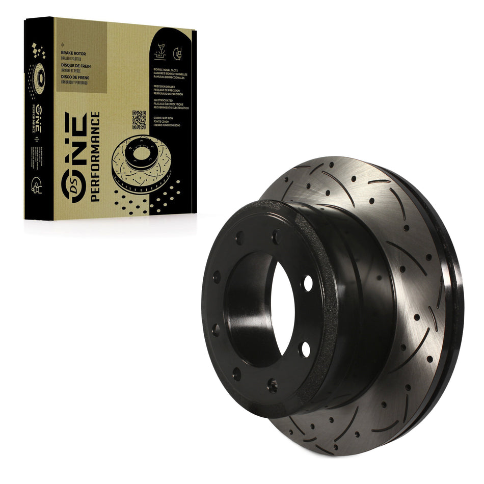 Rear Coated Drilled Slotted Disc Brake Rotor (1 Piece Only) DS1-681017 For Ford F-350 Super Duty