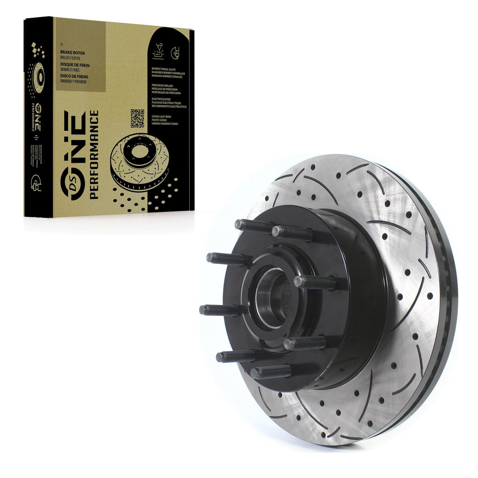 Front Coated Drilled Slotted Disc Brake Rotor Hub Assembly (1 Piece Only) DS1-681778 For Ford F-350