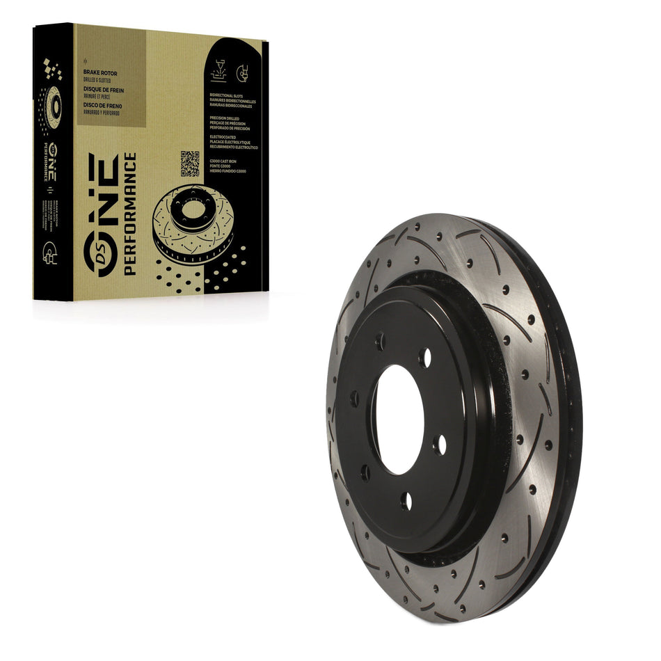 Rear Coated Drilled Slotted Disc Brake Rotor (1 Piece Only) DS1-681951 For Ford F-150
