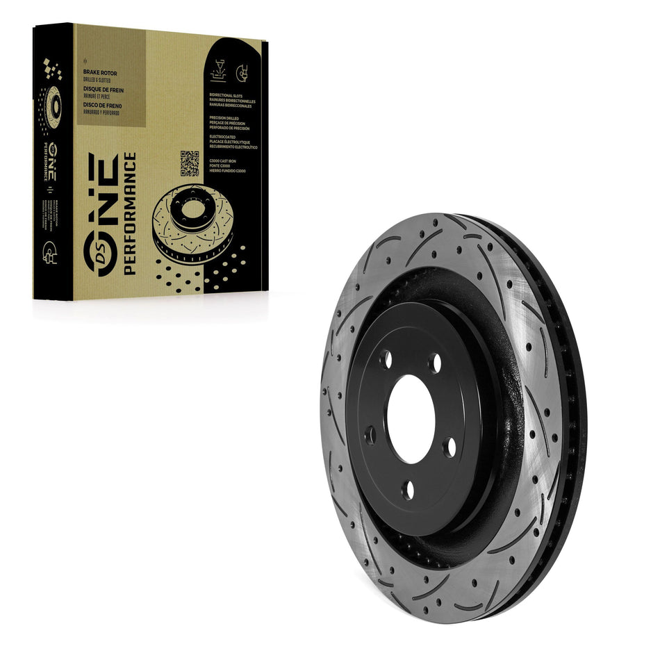 Rear Coated Drilled Slotted Disc Brake Rotor (1 Piece Only) DS1-681955 For Ford Mustang