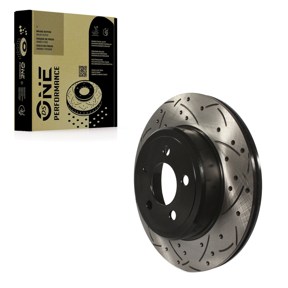Rear Coated Drilled Slotted Disc Brake Rotor (1 Piece Only) DS1-780257 For Dodge Chrysler 300 Magnum