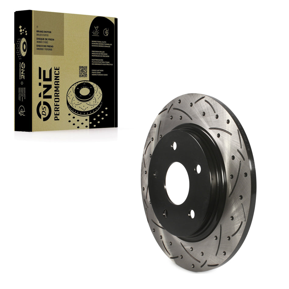 Rear Coated Drilled Slotted Disc Brake Rotor (1 Piece Only) DS1-780623 For Dodge Grand Caravan Town