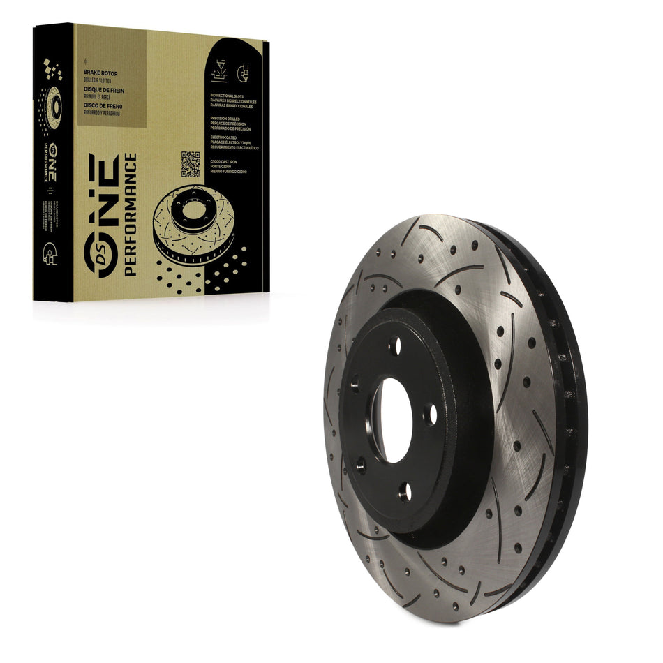 Front Coated Drilled Slotted Disc Brake Rotor (1 Piece Only) DS1-780870 For Jeep Grand Cherokee WK