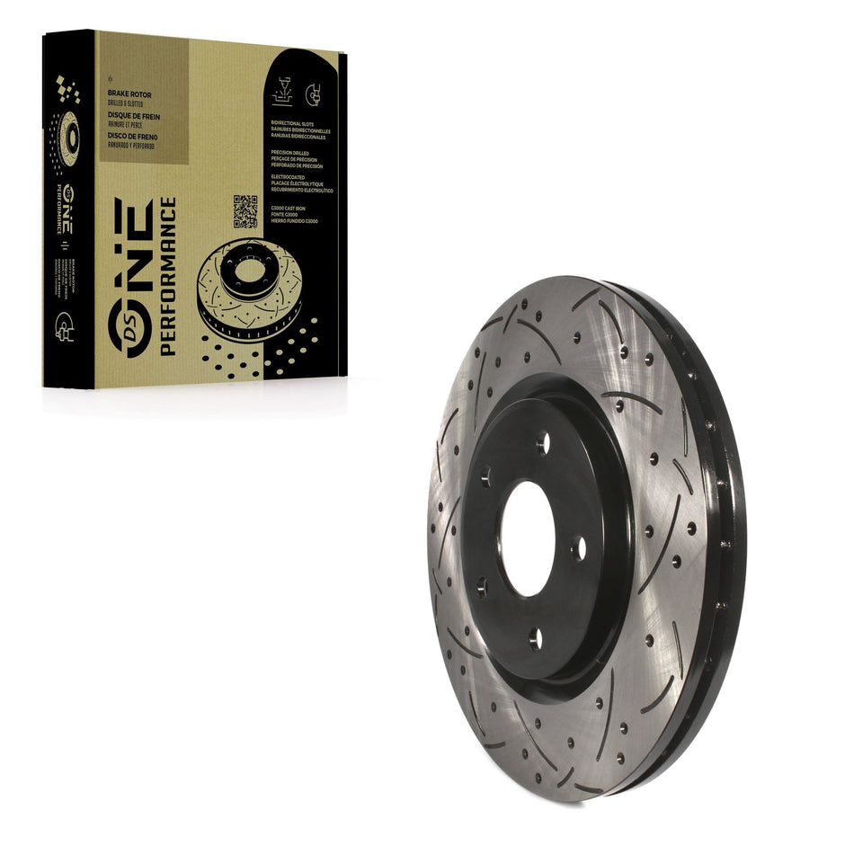 Front Coated Drilled Slotted Disc Brake Rotor (1 Piece Only) DS1-780964 For Dodge Grand Caravan Town