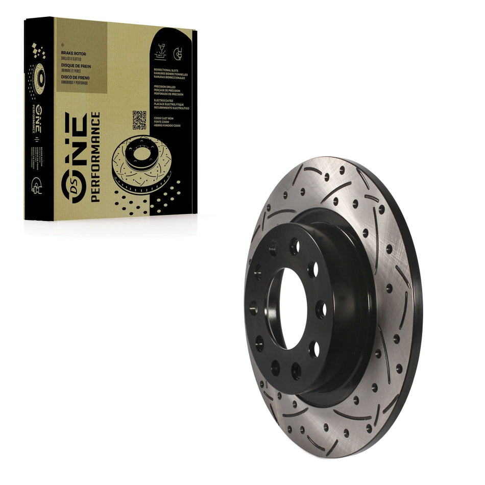 Rear Coated Drilled Slotted Disc Brake Rotor (1 Piece Only) DS1-781087 For 2013-2016 Dodge Dart
