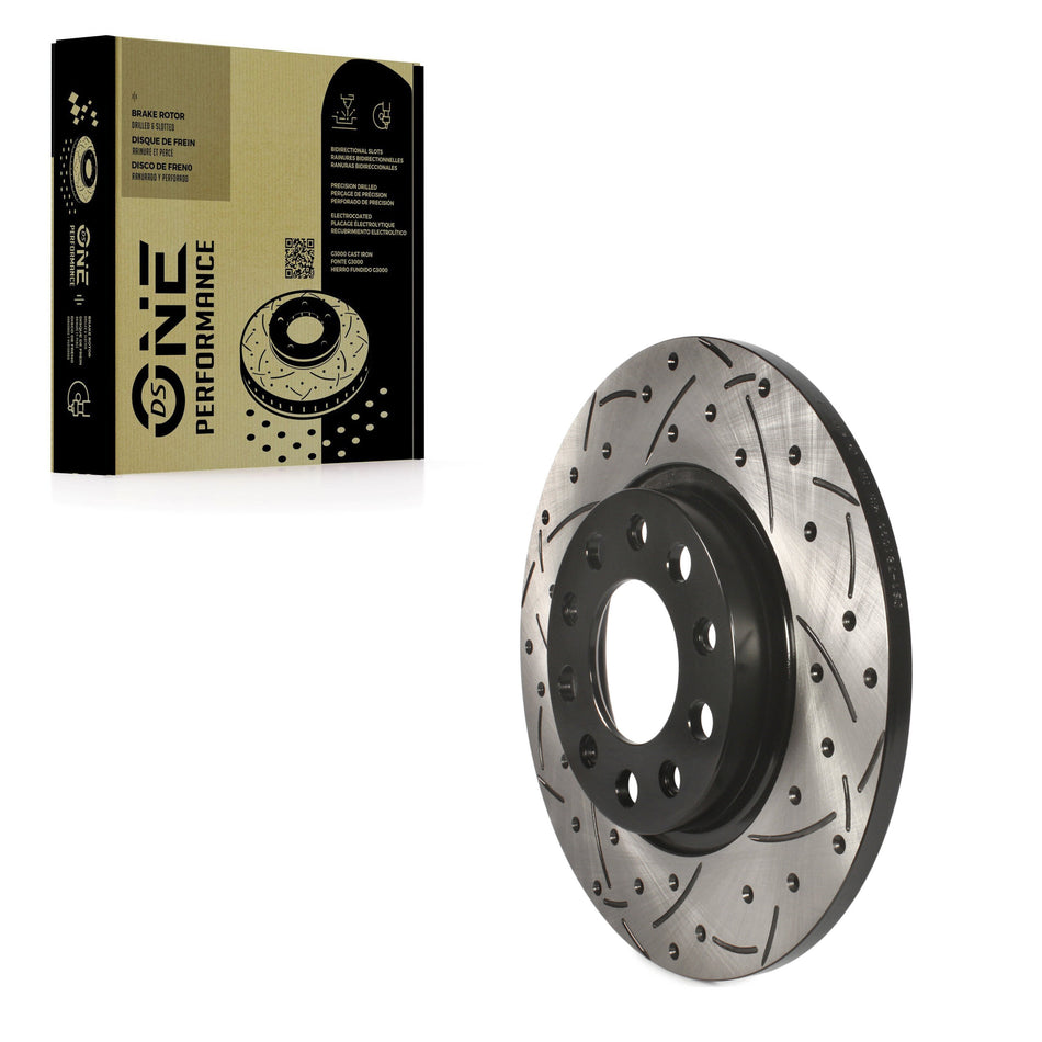 Rear Coated Drilled Slotted Disc Brake Rotor (1 Piece Only) DS1-781099 For Jeep Cherokee Chrysler