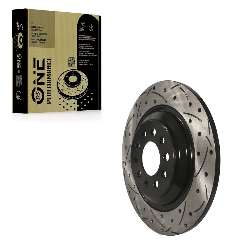 Rear Coated Drilled Slotted Disc Brake Rotor (1 Piece Only) DS1-781767 For Jeep Cherokee