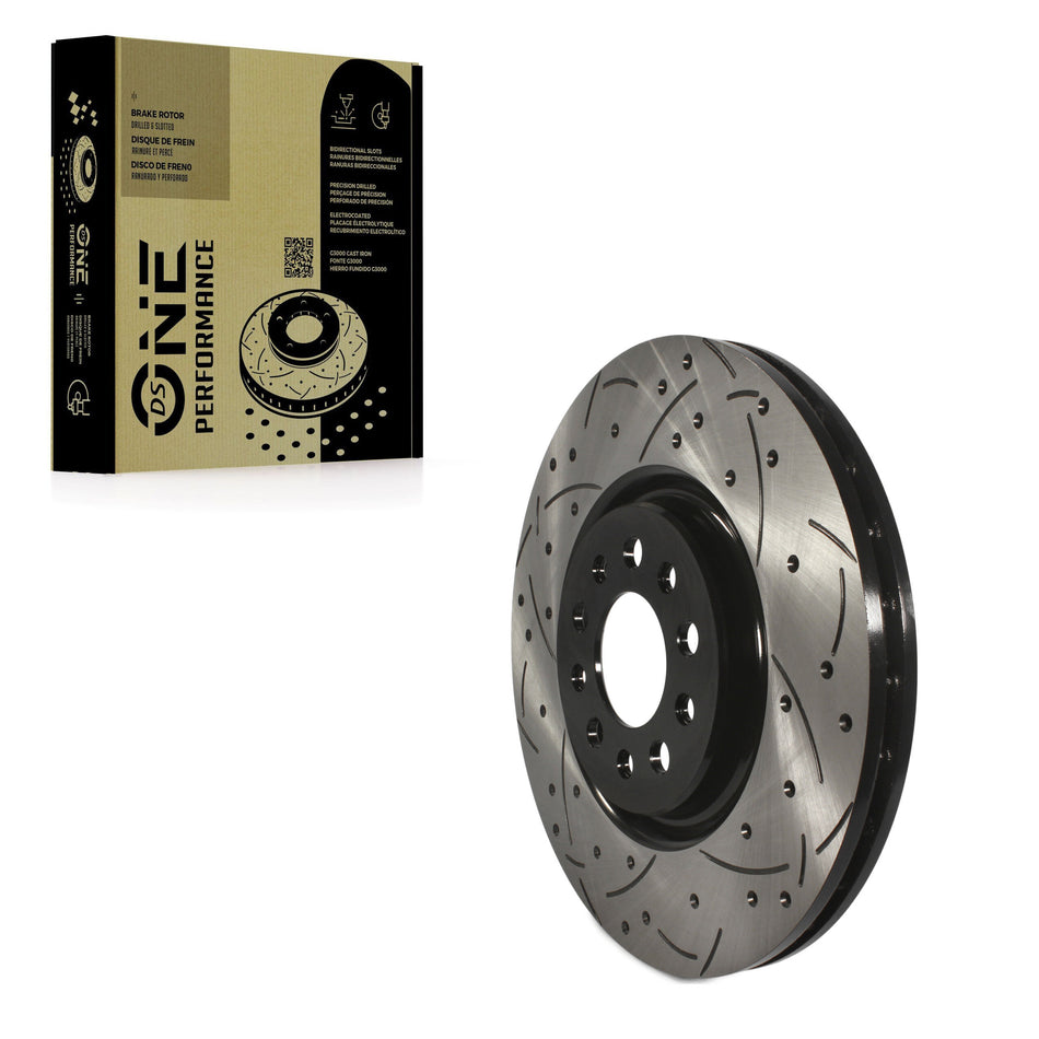 Front Coated Drilled Slotted Disc Brake Rotor (1 Piece Only) DS1-781768 For Jeep Cherokee Chrysler
