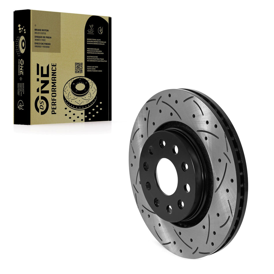 Front Coated Drilled Slotted Disc Brake Rotor (1 Piece Only) DS1-782319 For Jeep Wrangler Gladiator