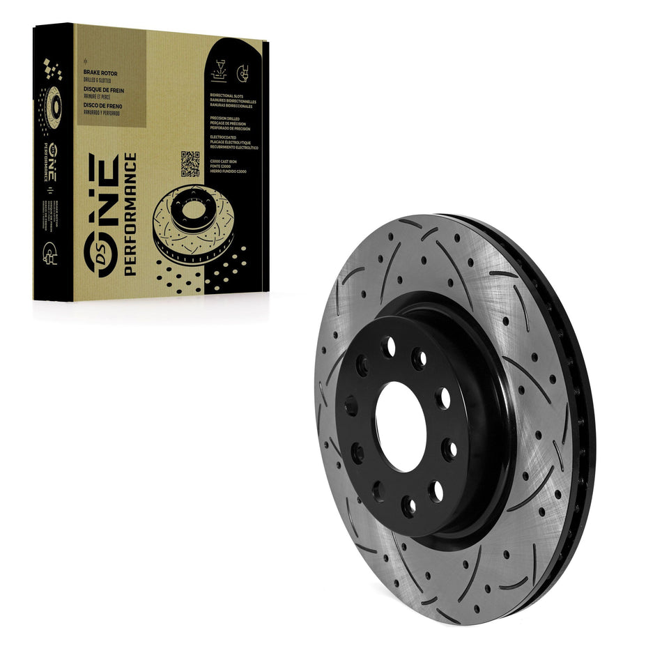 Front Coated Drilled Slotted Disc Brake Rotor (1 Piece Only) DS1-782320 For Jeep Wrangler