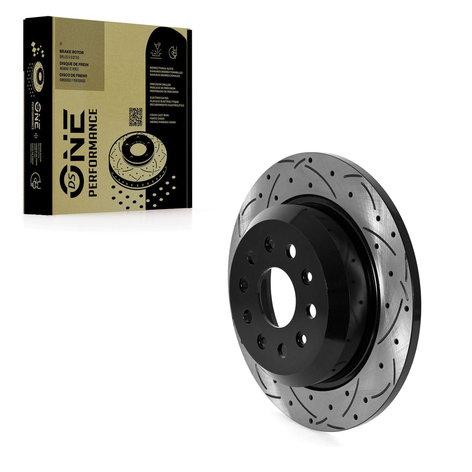 Rear Coated Drilled Slotted Disc Brake Rotor (1 Piece Only) DS1-782484 For Jeep Wrangler