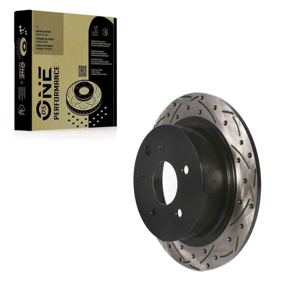 Rear Coated Drilled Slotted Disc Brake Rotor (1 Piece Only) DS1-980070 For Nissan Sentra Altima Juke