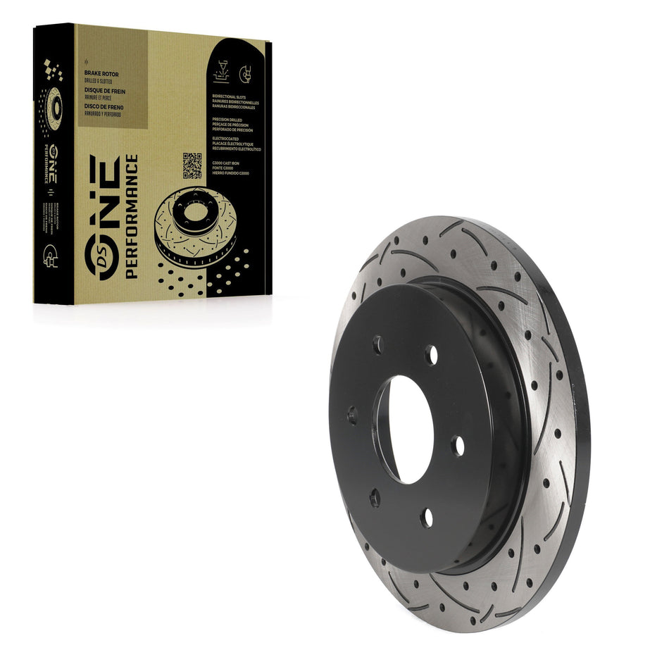 Rear Coated Drilled Slotted Disc Brake Rotor (1 Piece Only) DS1-980198 For Nissan TITAN Armada QX56