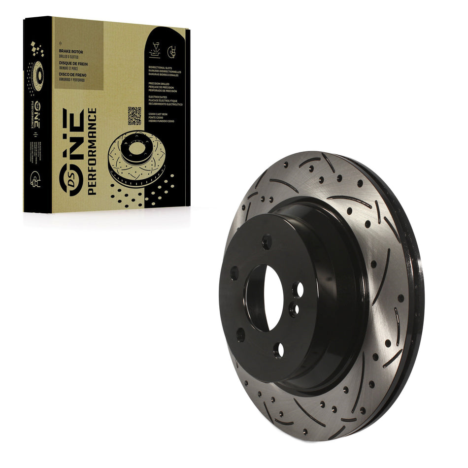 Rear Coated Drilled Slotted Disc Brake Rotor (1 Piece Only) DS1-980270 For Mercedes-Benz GLK350 E350