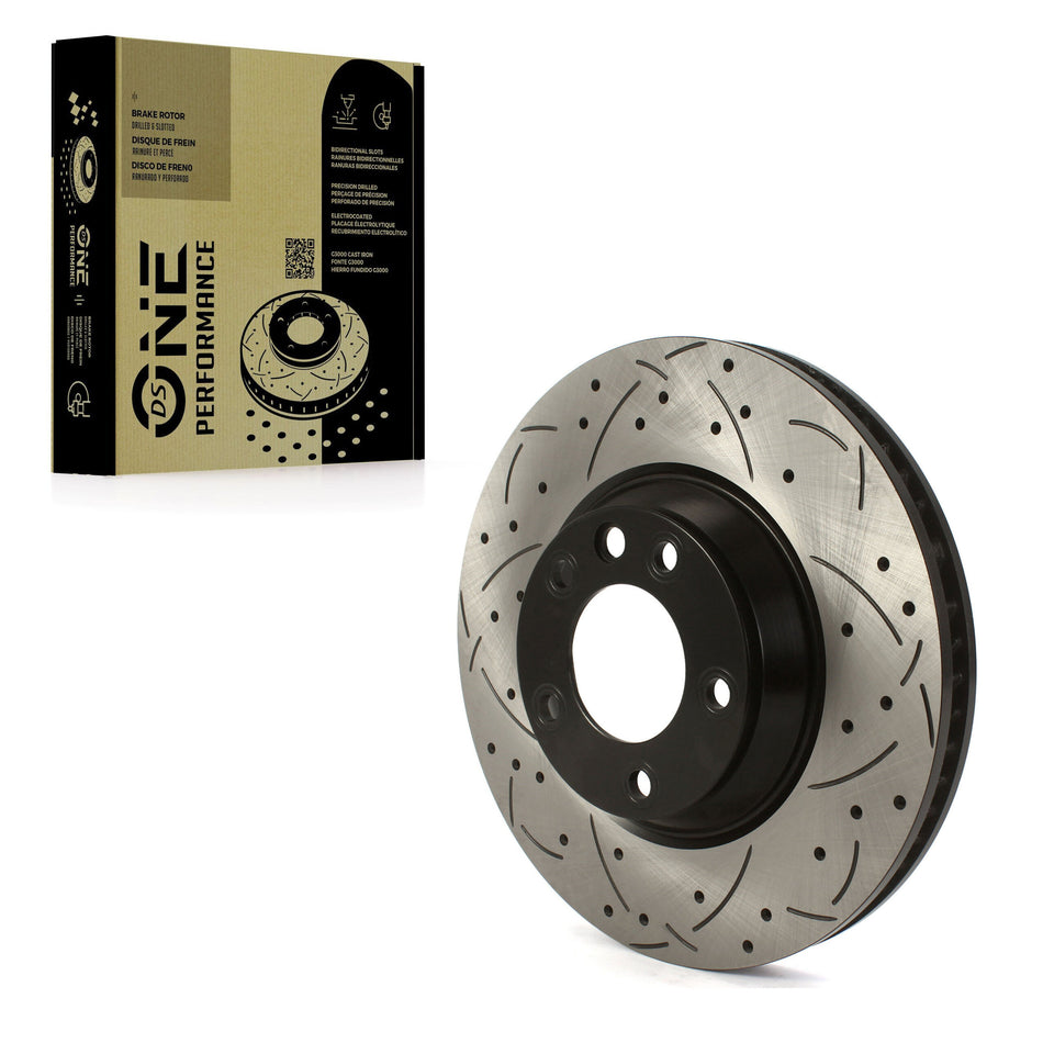 Front Right Coated Drilled Slotted Disc Brake Rotor (1 Piece Only) DS1-980310 For Audi Q7 Porsche