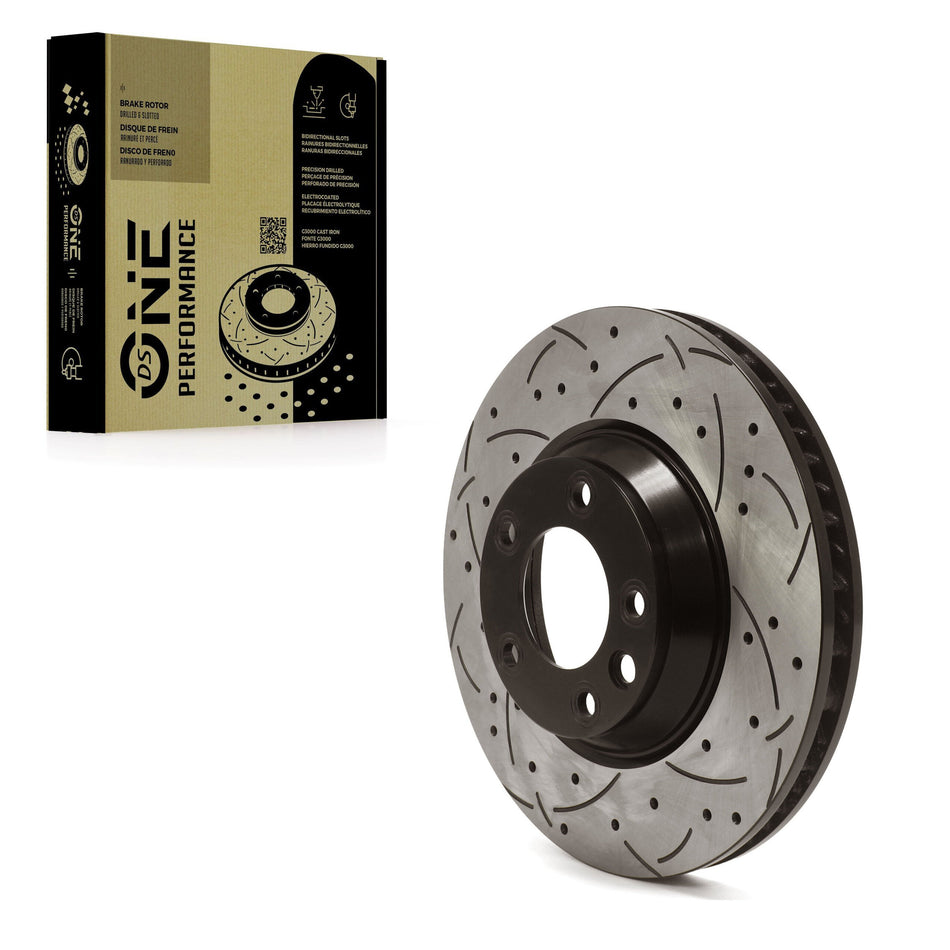 Front Left Coated Drilled Slotted Disc Brake Rotor (1 Piece Only) DS1-980311 For Audi Q7 Porsche