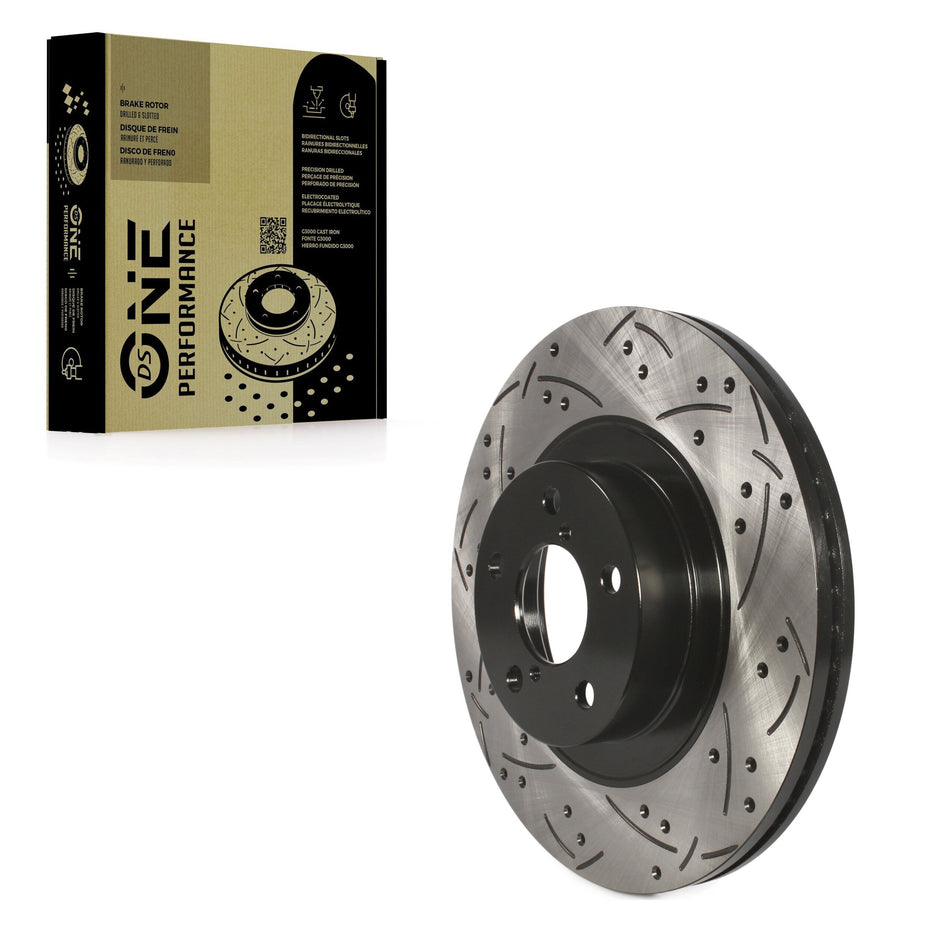 Front Coated Drilled Slotted Disc Brake Rotor (1 Piece Only) DS1-980360 For Subaru Forester Impreza