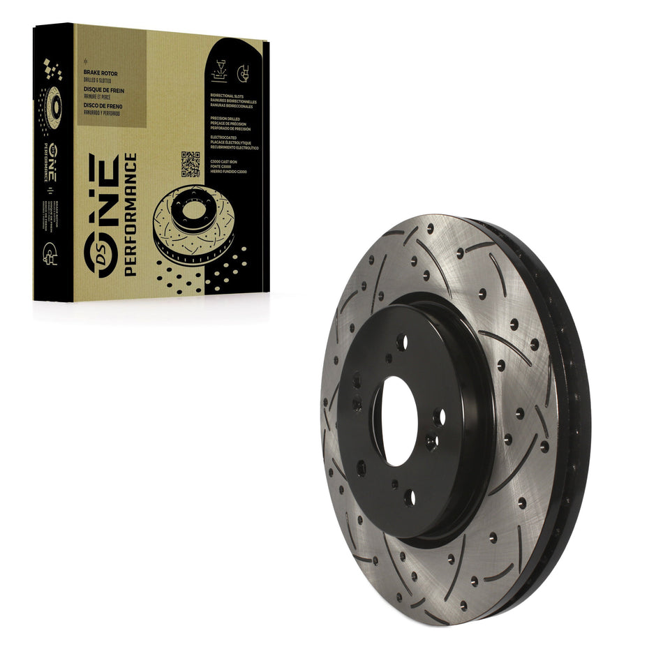 Front Coated Drilled Slotted Disc Brake Rotor (1 Piece Only) DS1-980515 For Honda CR-V Acura RDX