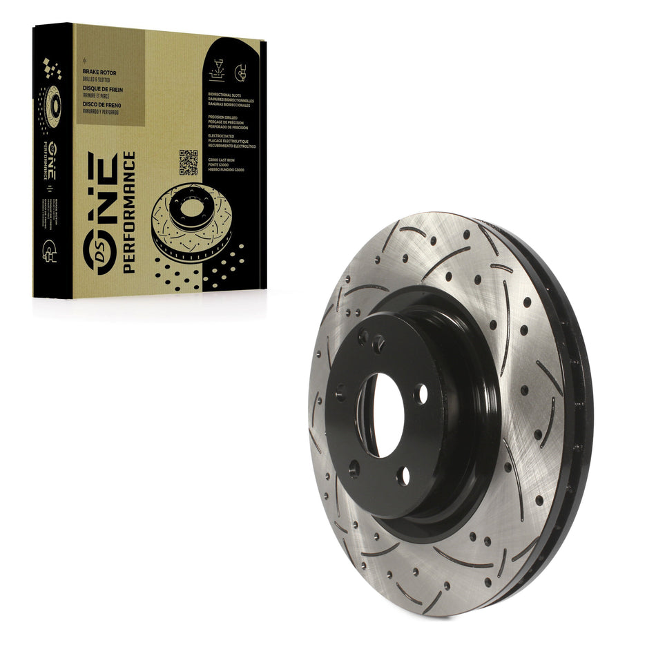 Front Coated Drilled Slotted Disc Brake Rotor (1 Piece Only) DS1-980537 For Mercedes-Benz GLK350