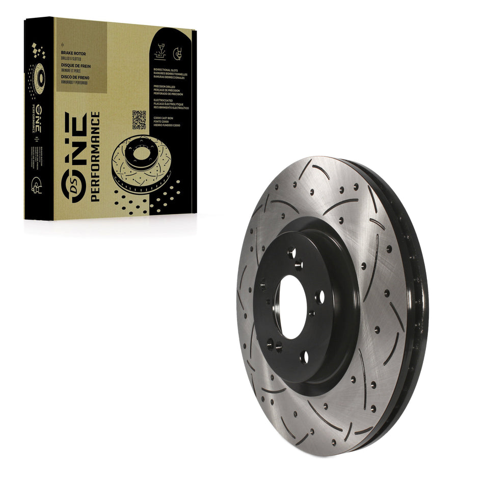 Front Coated Drilled Slotted Disc Brake Rotor (1 Piece Only) DS1-980566 For Honda Pilot Acura MDX
