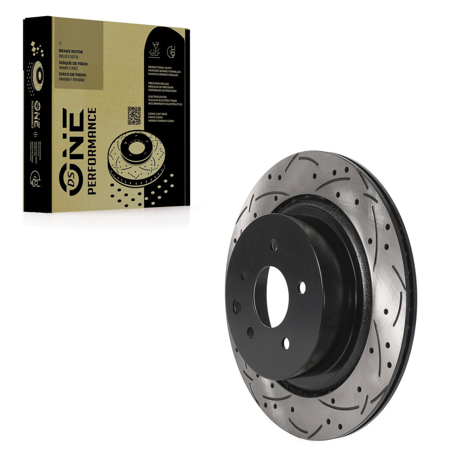 Rear Coated Drilled Slotted Disc Brake Rotor (1 Piece Only) DS1-980568 For INFINITI G37 G35 Q60