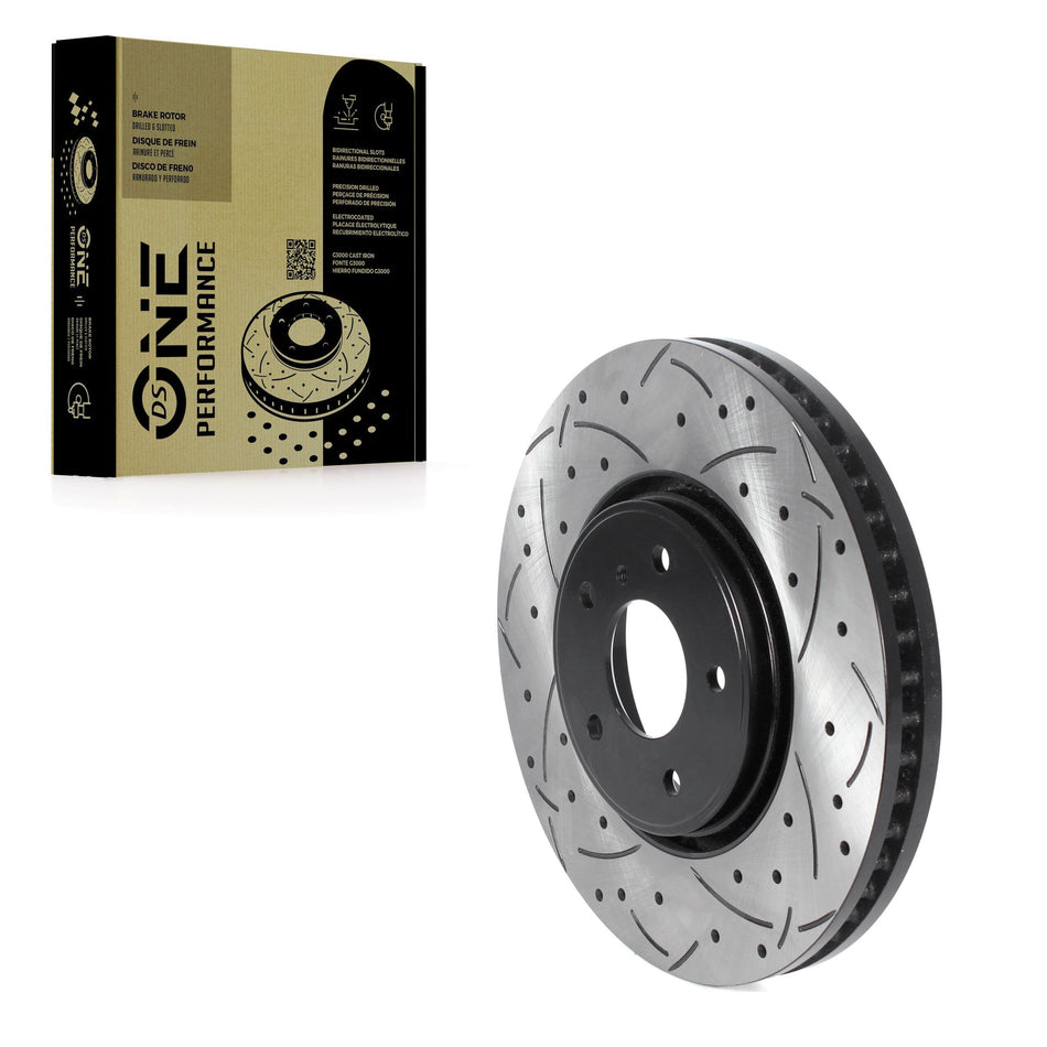 Front Coated Drilled Slotted Disc Brake Rotor (1 Piece Only) DS1-980574 For INFINITI FX35 FX45 FX37