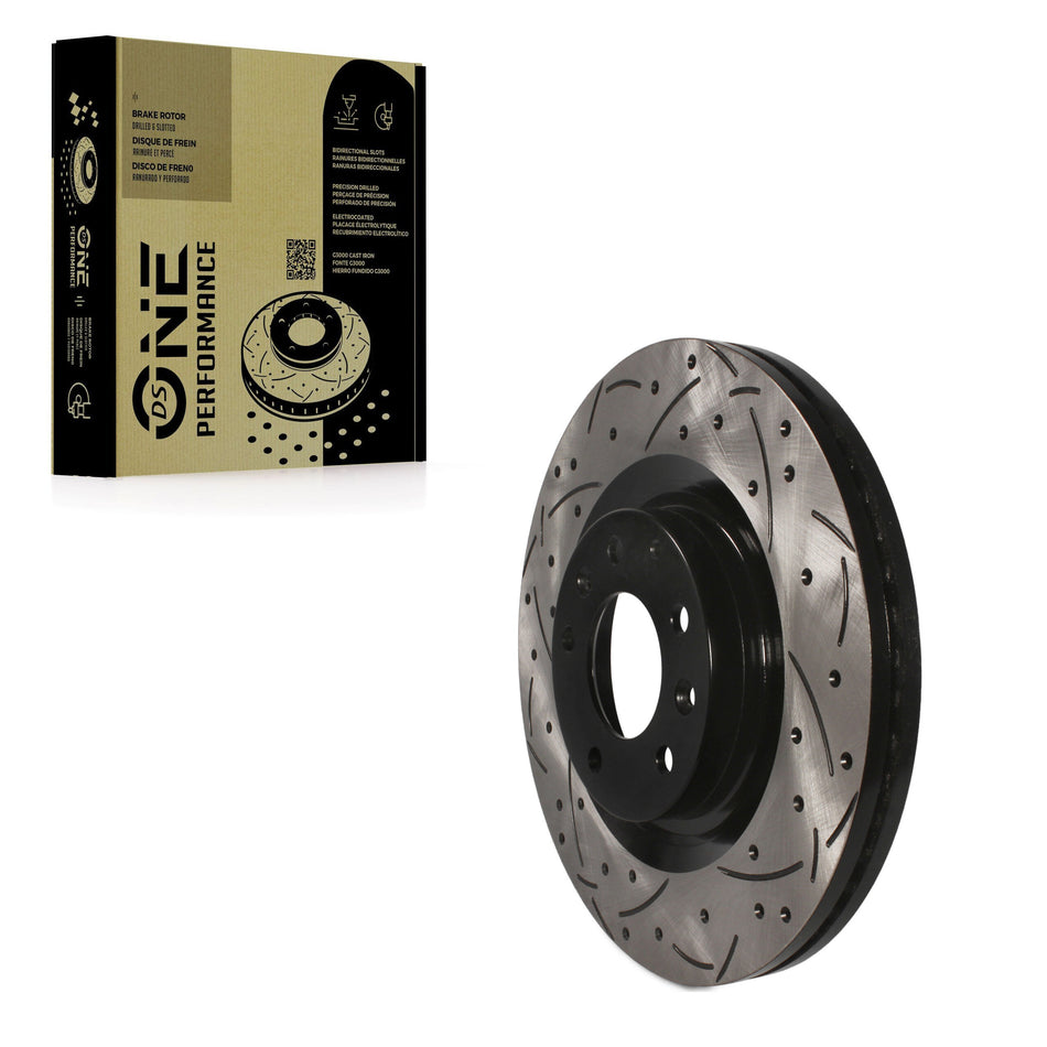 Front Coated Drilled Slotted Disc Brake Rotor (1 Piece Only) DS1-980580 For 2007-2015 Mazda CX-9