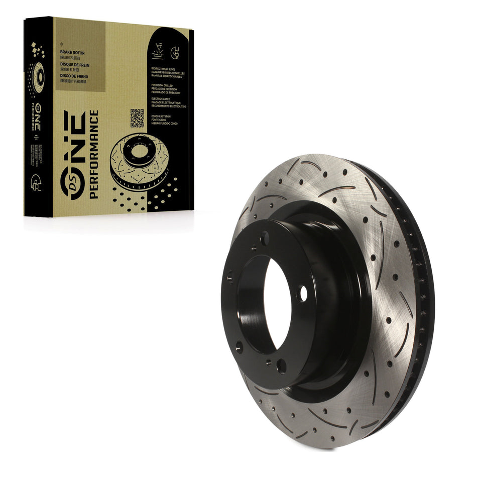 Front Coated Drilled Slotted Disc Brake Rotor (1 Piece Only) DS1-980583 For Toyota Tundra Sequoia