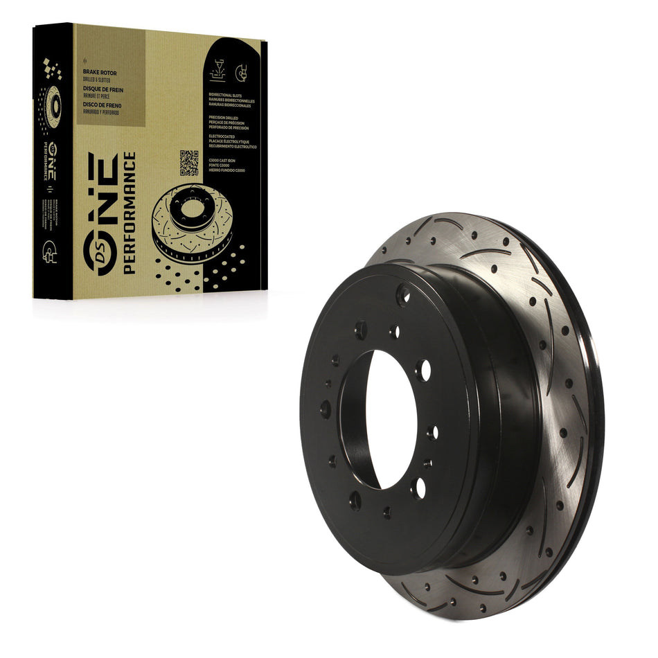 Rear Coated Drilled Slotted Disc Brake Rotor (1 Piece Only) DS1-980584 For Toyota Tundra Sequoia
