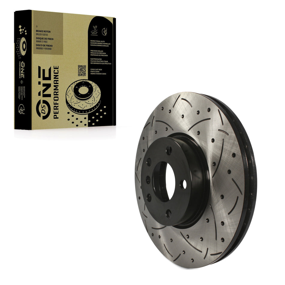 Front Coated Drilled Slotted Disc Brake Rotor (1 Piece Only) DS1-980590 For BMW X5 X6