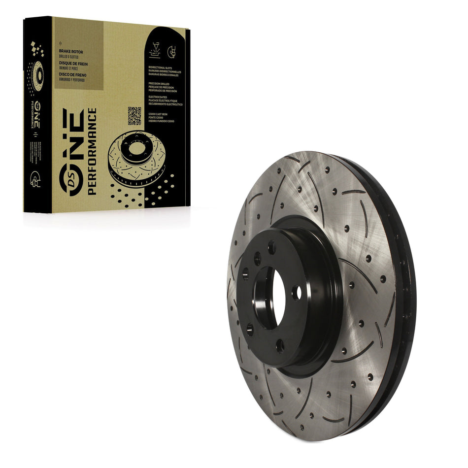 Front Coated Drilled Slotted Disc Brake Rotor (1 Piece Only) DS1-980591 For BMW X5 X6