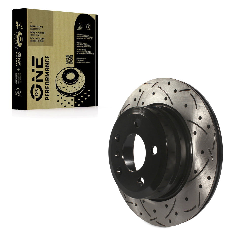 Rear Coated Drilled Slotted Disc Brake Rotor (1 Piece Only) DS1-980593 For BMW X5 X6