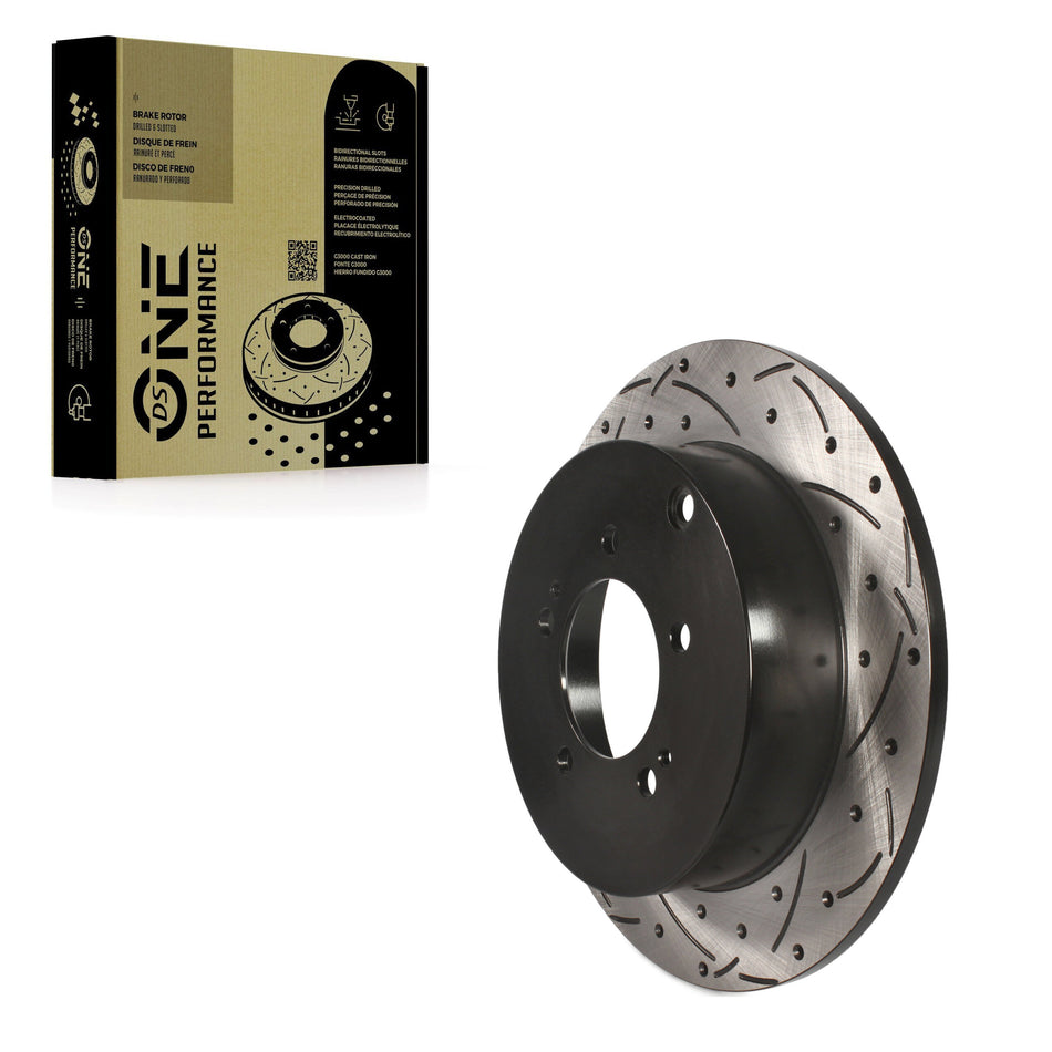 Rear Coated Drilled Slotted Disc Brake Rotor (1 Piece Only) DS1-980594 For Mitsubishi Lancer