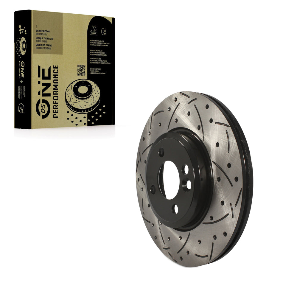 Front Coated Drilled Slotted Disc Brake Rotor (1 Piece Only) DS1-980605 For Mini Cooper Countryman