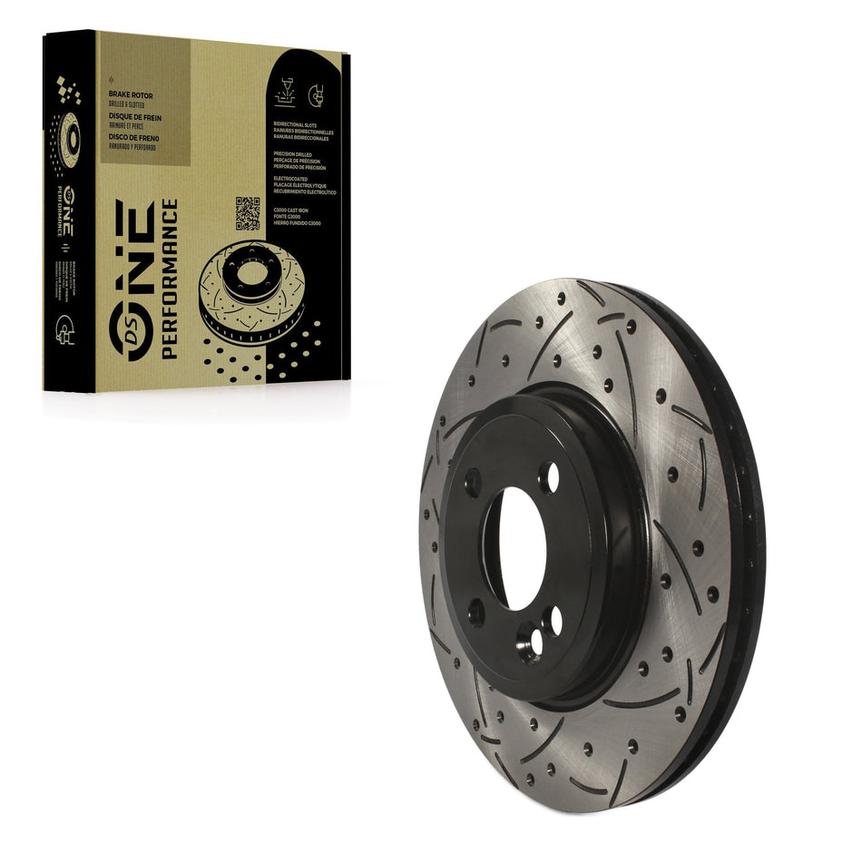 Front Coated Drilled Slotted Disc Brake Rotor (1 Piece Only) DS1-980606 For Mini Cooper