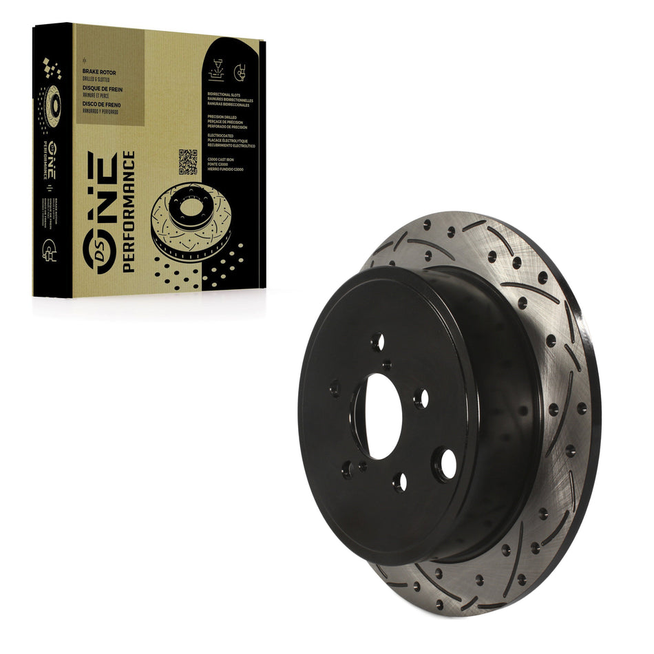 Rear Coated Drilled Slotted Disc Brake Rotor (1 Piece Only) DS1-980634 For Subaru Impreza Forester