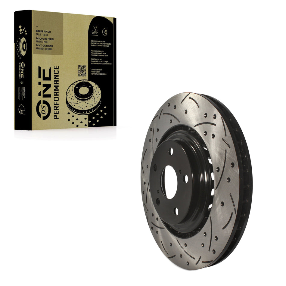 Front Coated Drilled Slotted Disc Brake Rotor (1 Piece Only) DS1-980636 For Toyota Highlander Sienna