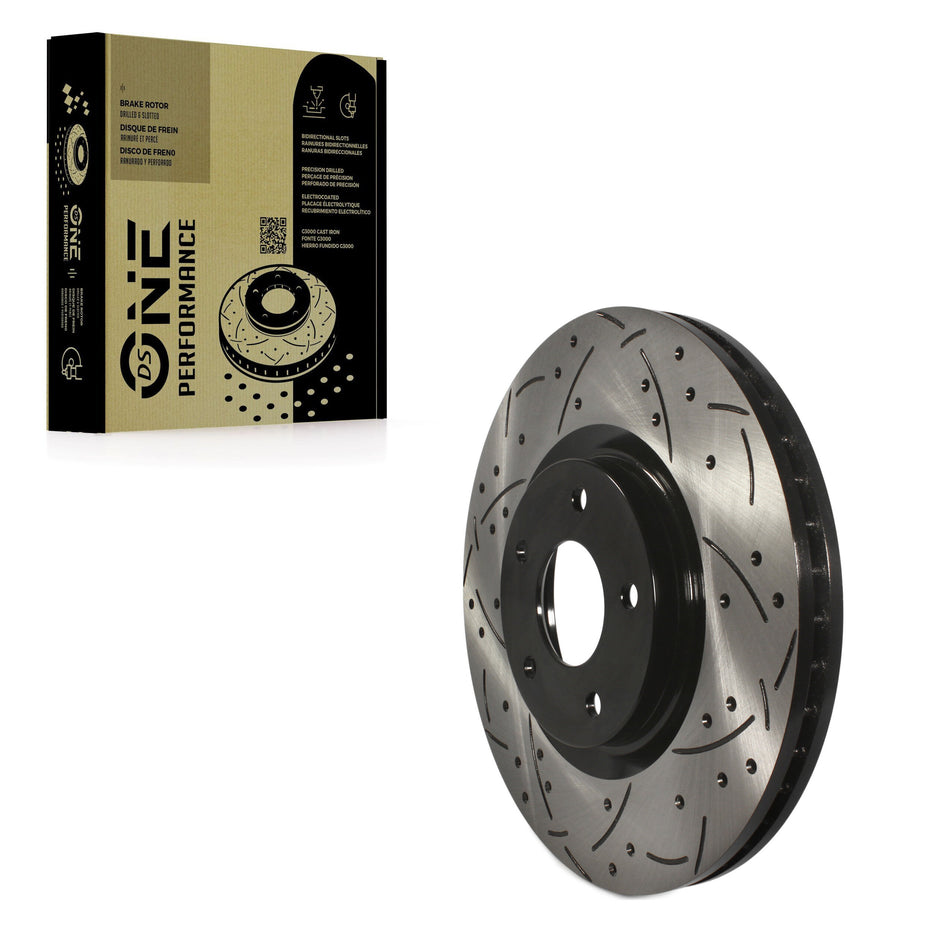 Front Coated Drilled Slotted Disc Brake Rotor (1 Piece Only) DS1-980638 For Nissan Sentra Juke