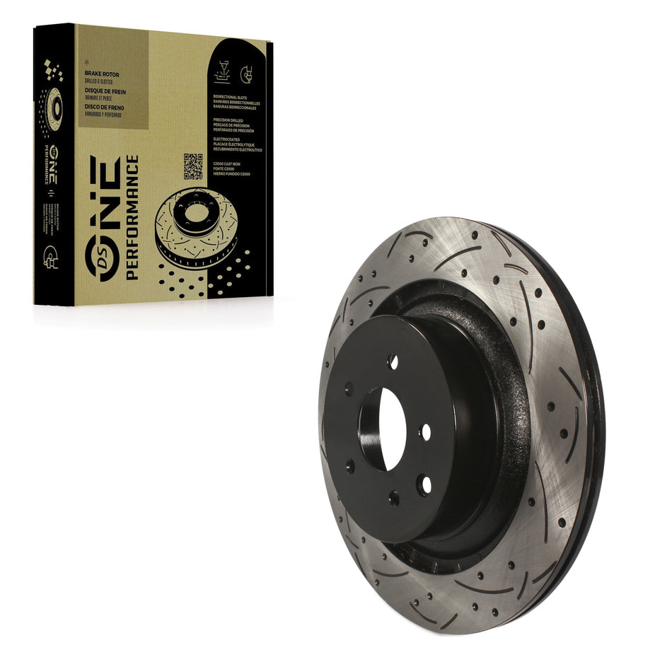 Rear Coated Drilled Slotted Disc Brake Rotor (1 Piece Only) DS1-980663 For INFINITI G37 Nissan 370Z