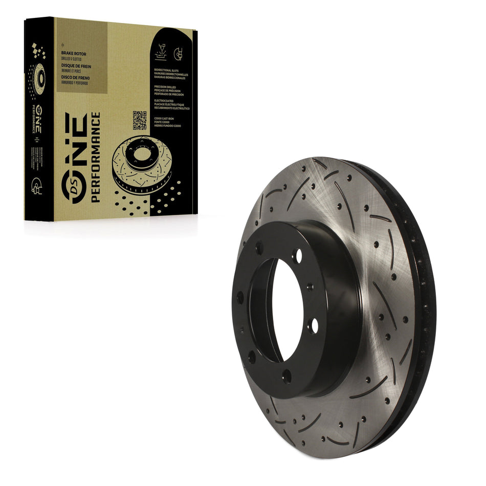 Front Coated Drilled Slotted Disc Brake Rotor (1 Piece Only) DS1-980670 For Toyota Tacoma 4Runner FJ