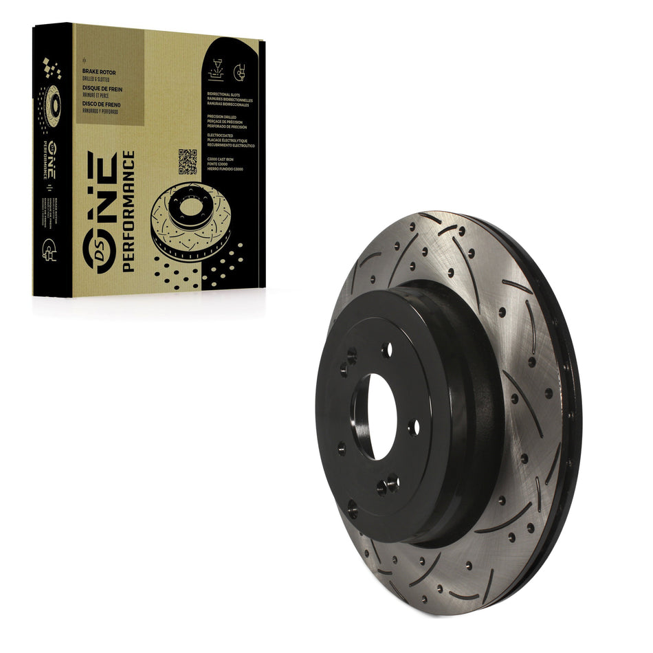 Rear Coated Drilled Slotted Disc Brake Rotor (1 Piece Only) DS1-980772 For Hyundai Genesis Coupe