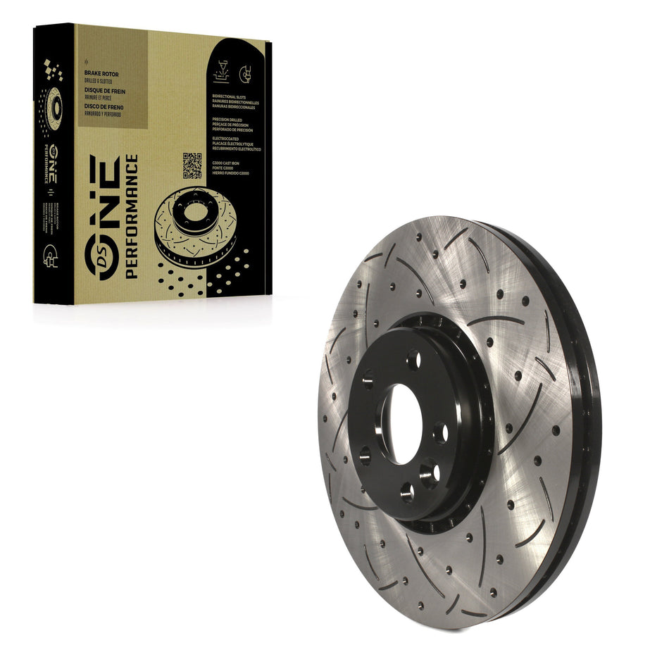 Front Coated Drilled Slotted Disc Brake Rotor (1 Piece Only) DS1-980779 For Volvo XC60