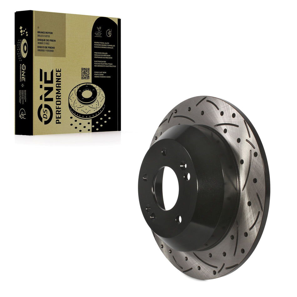 Rear Coated Drilled Slotted Disc Brake Rotor (1 Piece Only) DS1-980783 For Hyundai Kia Sorento Santa
